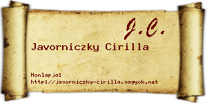 Javorniczky Cirilla névjegykártya